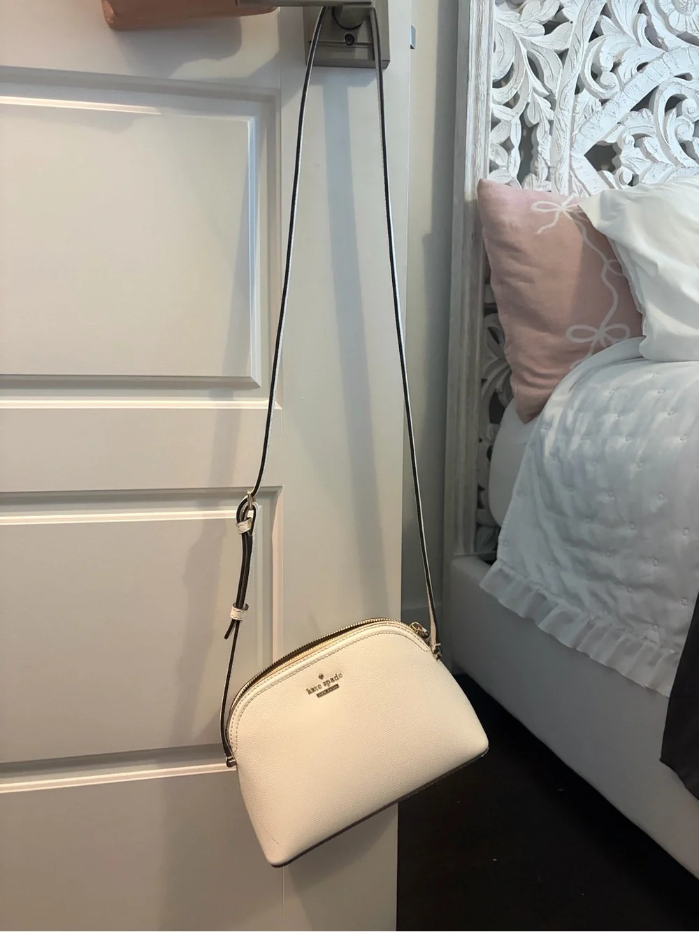 kate spade White Dome Crossbody Bag with Gold Hardware